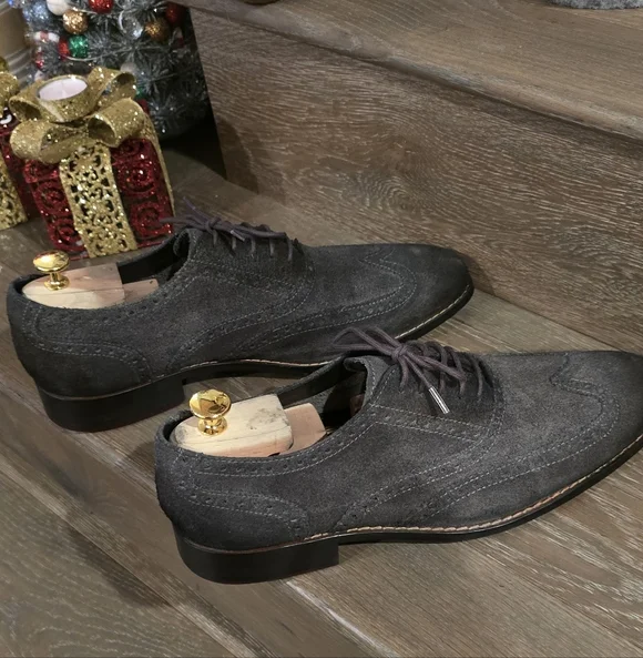 Cole Haan Men's Suede Oxford Shoes - Dark Gray - Picture 5 of 6